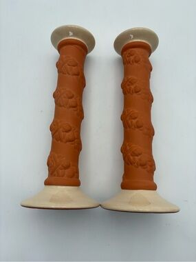 Villeroy & Boch Terracotta and Cream Ceramic Candlestick Holder - Pair